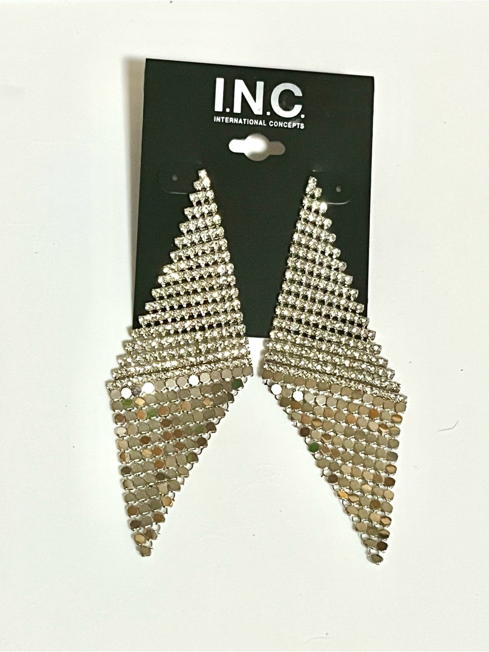 INC International Concepts Silver Crystal Cascade Drop Earrings